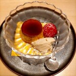 蓬左茶寮 - プリン 加賀献上棒茶のアイス 苺