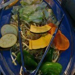 銀座松坂屋屋上ビヤガーデン　麦羊亭 - 野菜盛りのプレート（モヤシもっと欲しいのは俺だけか）