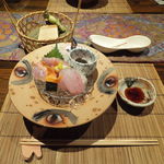 月のうさぎ - いなだのもずく和え・金目鯛（塩）・アオダイ（醤油わさび） 