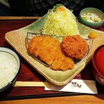 Katsutoshi - ロースカツ（８０g）、メンチカツランチ、白米、豚汁