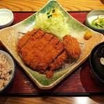 Katsutoshi - リブロースカツ（１６０グラム）ランチ、五穀米、あおさ味噌汁、牡蠣フライ