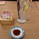 肉豆冨とレモンサワー 大衆食堂 安べゑ - レモンサワー199円と寒ブリ刺身