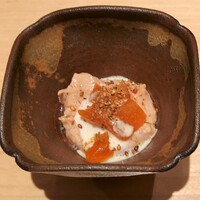 鮨 龍次郎 - 余市のあん肝とあんぽ柿、胡麻味噌