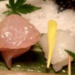 料亭 金城樓 - 的鯛昆布締めと赤烏賊（夕食）