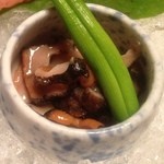 料亭 金城樓 - サザエ刺身と金針菜（夕食）