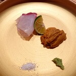 鮨 さかい - 真鯛とムラサキウニ