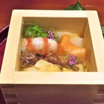 銀座 しのはら - 車海老・蛍烏賊・平貝などの土佐酢和え