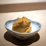 菊鮨 - ◆余市の鮟肝・・親方はキップのいい方だと以前から思っていますが、高級な鮟肝をタップリ盛られます。 ペースト状にしてありますので滑らかな食感で、とても美味しい。