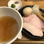 麺屋鈴春 - 塩つけ麺+味玉+藻塩&酢橘