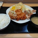 茨島厨房 ぱっぷや - ぱっぷや唐揚げ+油淋鶏+塩だれ唐揚げ定食