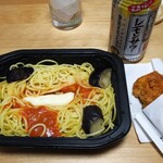 セブンイレブン - なすとチーズのトマトパスタ（冷凍品）＋ななチキ