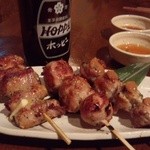 豚小家 - 2012.9 旬野菜の肉巻き3種盛り（600円）ズッキーニ巻、トマト巻、梅しそ巻