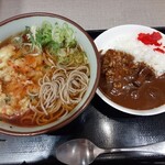 Sakae Pa-Kingu Eria (Kudari) Fu-Do Ko-To - 天ぷら蕎麦とミニカレーセット700円