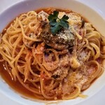 カルパッチョ - フォアグラソテーのトマトスパゲッティ