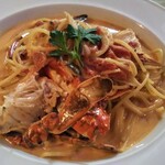 カルパッチョ - ワタリガニのトマトクリームスパゲッティ