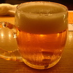 茶茶 白雨 - ビール（グラスが大きかったです）