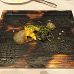 アルカナイズ - 夕食：赤座海老 葱 黒にんにく