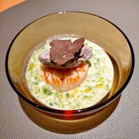 日本のイタリア料理店 sai - 帆立のソテーと新海苔のソース トリュフのジェラート