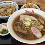 恵比寿 - ねぎチャーシュー丼セット　醤油　手打ち麺