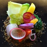 アルカナイズ - 朝食：季節野菜 大根フォンダン オリーブとヒヨコ豆のフムス