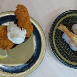 はま寿司 - 広島県産カキフライ軍艦(タルタルソース)150円、えび天100円