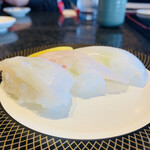 金沢まいもん寿司 - 590円：塩檸檬3貫（生タコ、アオリ、ナメラ：ハタ）