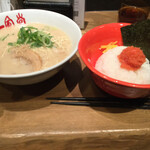 博多 一風堂 梅田店 - 博多とんこつセットB 明太子ご飯付き890円+税