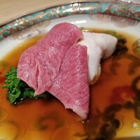 肉屋 田中 - 神戸牛サーロインしゃぶしゃぶ　虎河豚白子