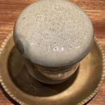 オオクサ - 最初は熊野地鶏の出汁で炊き合わせた栗のポタージュ