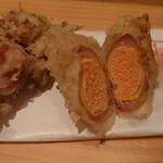 たべごと屋 ござる - 生ハムと茸・たらこの天ぷら