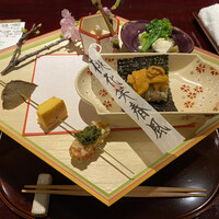割烹 西むら - 雛あられ揚げ、厚焼き玉子、黒干しアワビ