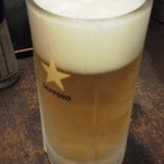 武蔵野アブラ學会 - 201209　武蔵野アブラ學会　満腹定食（生ビール）先ずはコレ♪.jpg