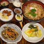 Yabu shin - 2021年2月。今日のランチの「カキフライ定食おそば付き」750円。