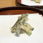 天麩羅 四季彩 村松 - 初めて食べた行者ニンニクの天ぷら