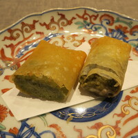 慈華 - 牡蠣　髪菜　下仁田葱　春巻/帆立翡翠春巻