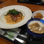 パスタ屋一丁目 - パスタ＋ミルクティー＋唐揚げ＝￥１２１０