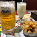 Sakkaru - 生ビールセット アチャール（580円）
