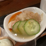 きんぼし - 季節の3点盛り（コース内）評価＝○：ザーサイのピリ辛のあんかけ