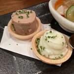 きんぼし - 季節の3点盛り（コース内）評価＝○：ひとくちレバーパテ