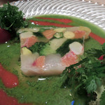 Chez Hyakutake - 冷たい前菜　スペシャリテ　海の幸と野菜のゼリー寄せ