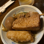 遊酒食堂 宇都宮 - おでん
      牛すじ、餃子天、厚揚げ、玉子