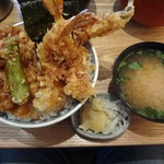 日本橋 天丼 金子半之助 本店 - 江戸前天丼大盛り＆味噌椀