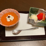 紀伊乃国屋　別亭 - 人参オレンジゼリー＋りんごシャーベット＋苺