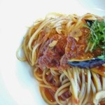 魚沼茶房 - 「にんにくとトマトソース・スパゲティー」③です(9/7UP)