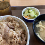 Sukiya - 牛丼並盛、お新香セット