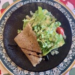 彩香亭 - オードヴル：ソフトシェルシュリンプとそば粉のガレット