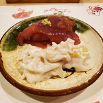 うを徳 - 加賀れんこんのマスカルポーネ和え、メジマグロの漬け