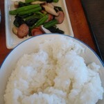 彩菜食堂 - ほうれん草のソテー、白ご飯（大）