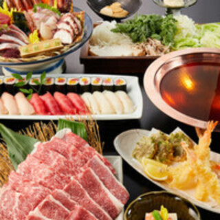 特選黒毛和牛の出汁しゃぶと握り寿司コース 豪華新鮮鮮魚六点盛り 自家製胡麻豆腐 極上わらび餅 全8品 2時間飲み放題付 個室居酒屋 番屋 西新宿住友ビル店 都庁前 居酒屋 食べログ