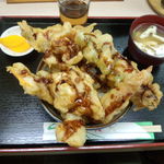 みずなぎ - 【２０１２年９月】天丼（穴子＋エビ）上から